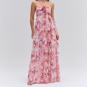 NWT PatBO Floral Haze Halterneck Maxi Dress Vapor • 0